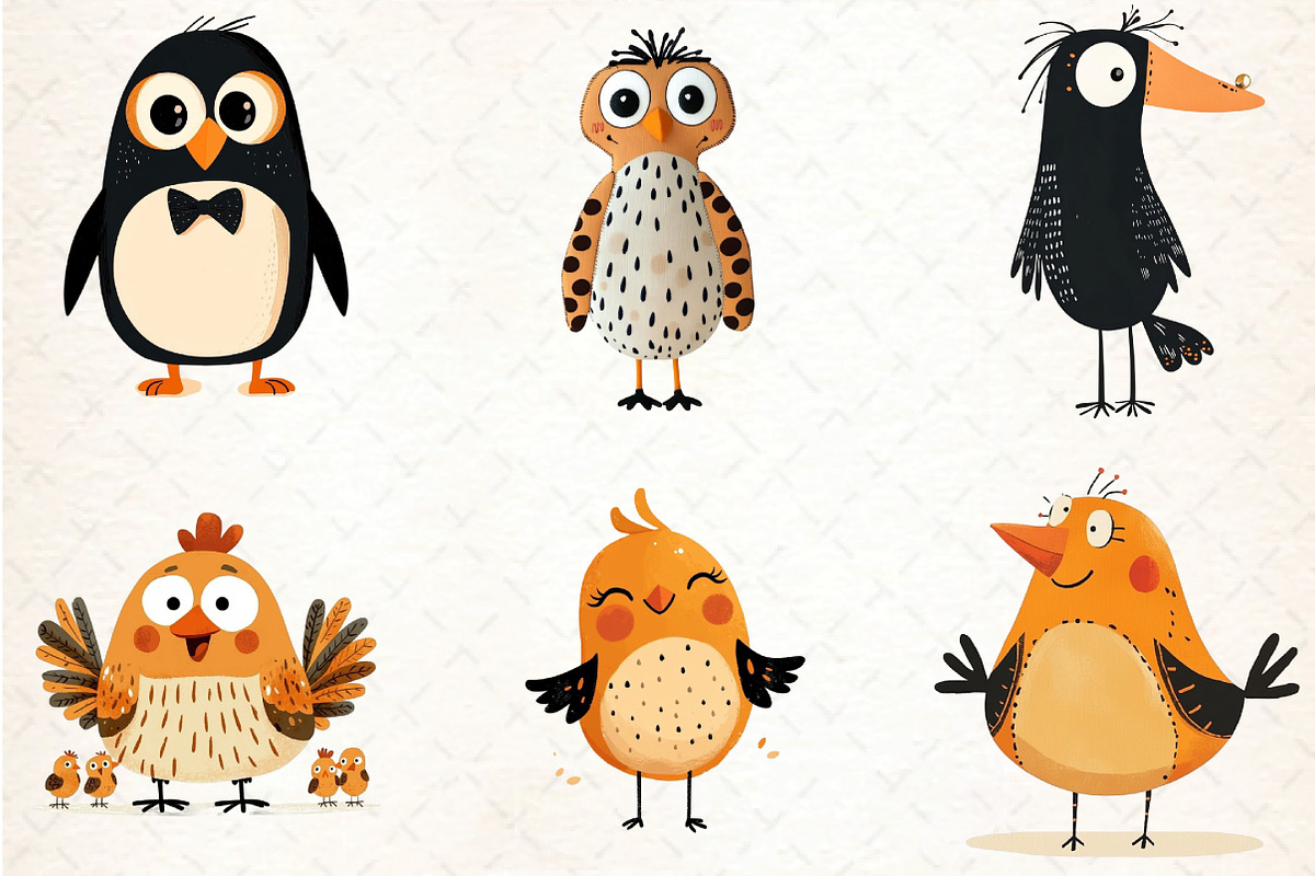 Quirky Birds Hand-Drawn Clipart, an Illustration by DreamCafeArt (Photo 5 of 8)
