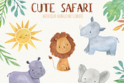 Cute Safari Watercolor Clipart, an Animal Illustration by LeMagiqueBoutique (Thumbnail 2 of 5)