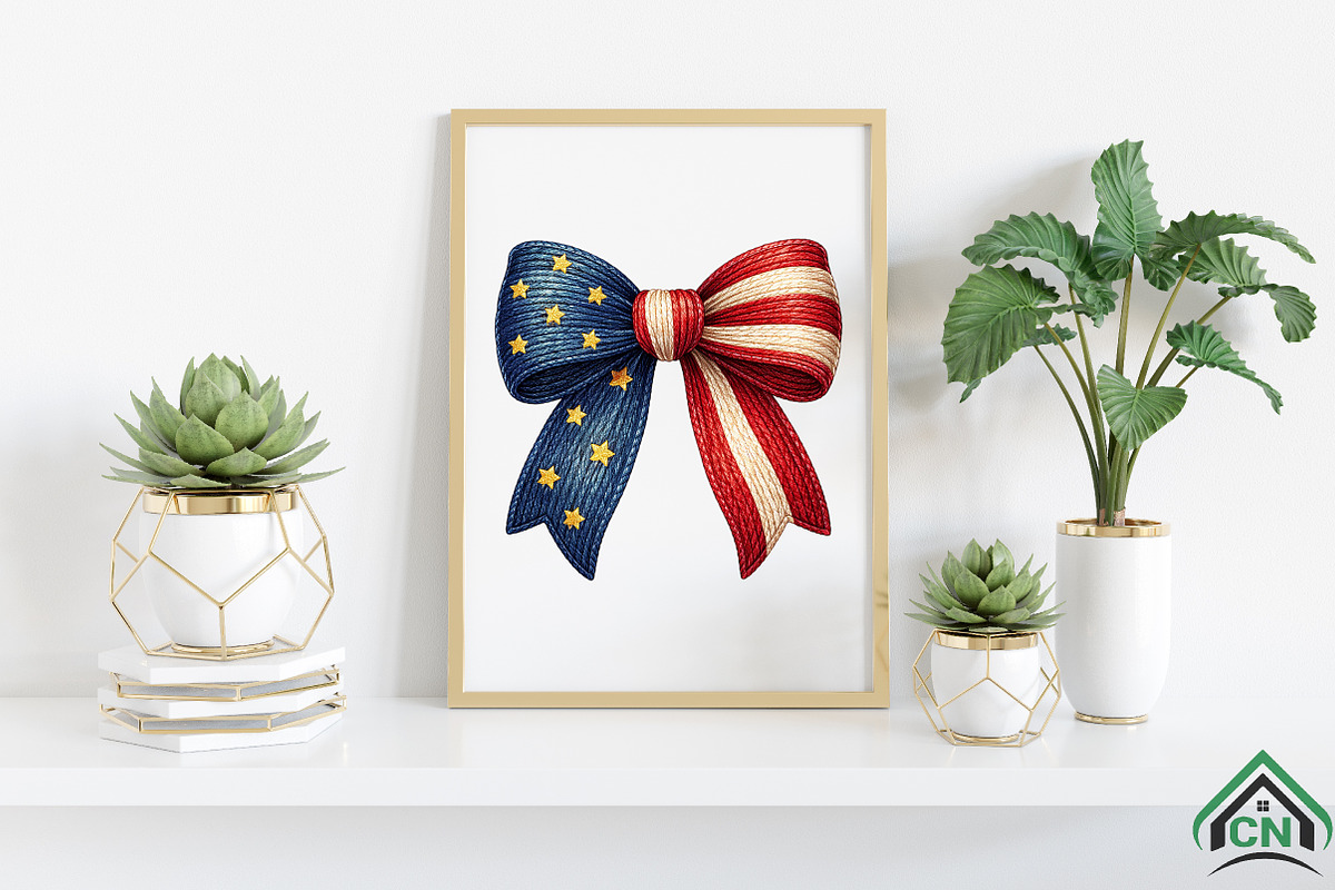 Faux Yarn Bow Patriotic American Fla, an Illustration by Craft Nest (Photo 5 of 6)
