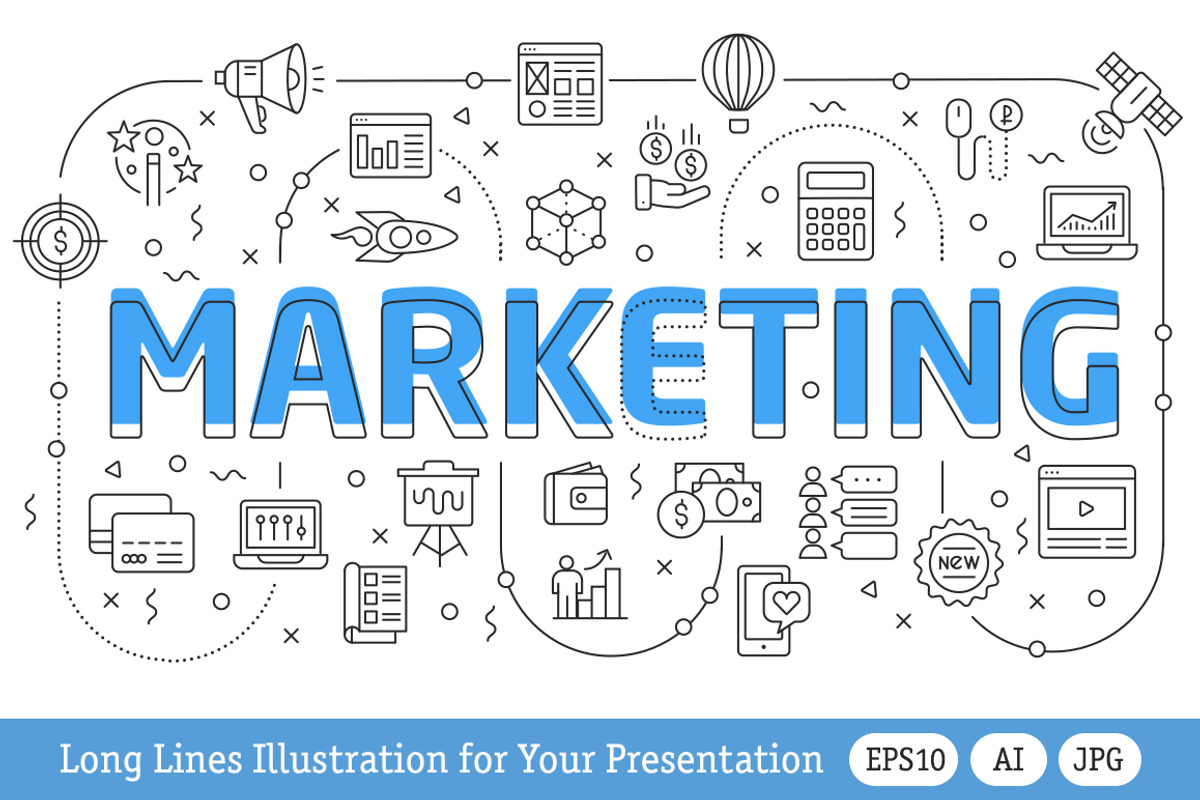 Lines Illustration Marketing, a Presentation Template by ToozDesign