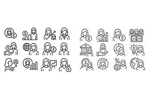 Collection of web icons representing, a Finance Illustration by ZinetroN