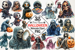 Halloween Funny Reaper Clipart, an Illustration by RobertsArt
