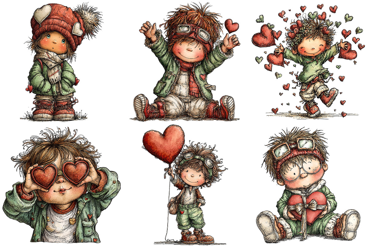 Quirky Valentine Boy Clipart, an Illustration by Craft Nest (Photo 4 of 9)