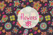 Vector doodle flowers patterns., a Pattern Graphic by Little A (Aigul) (Thumbnail 1 of 5)