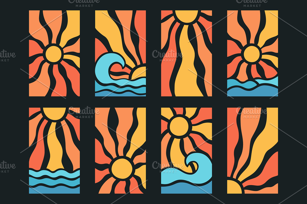 Sun rays and sea waves background, a Background Graphic by Elena Pimukova (Photo 2 of 4)