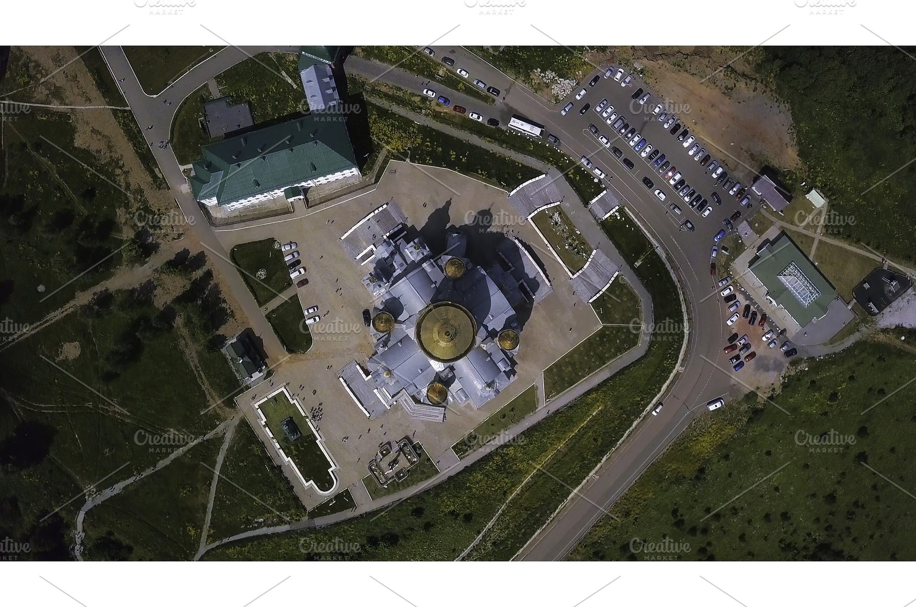 Vertical view of church from above, a Holiday Photo by Media Whale Stock