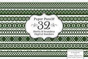 Forest Green Vector Lace Borders, an Illustration by Amanda Ilkov (Thumbnail 1 of 5)