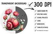 Whimsical Floral Snail Clipart, an Illustration by Craft Nest (Thumbnail 2 of 12)
