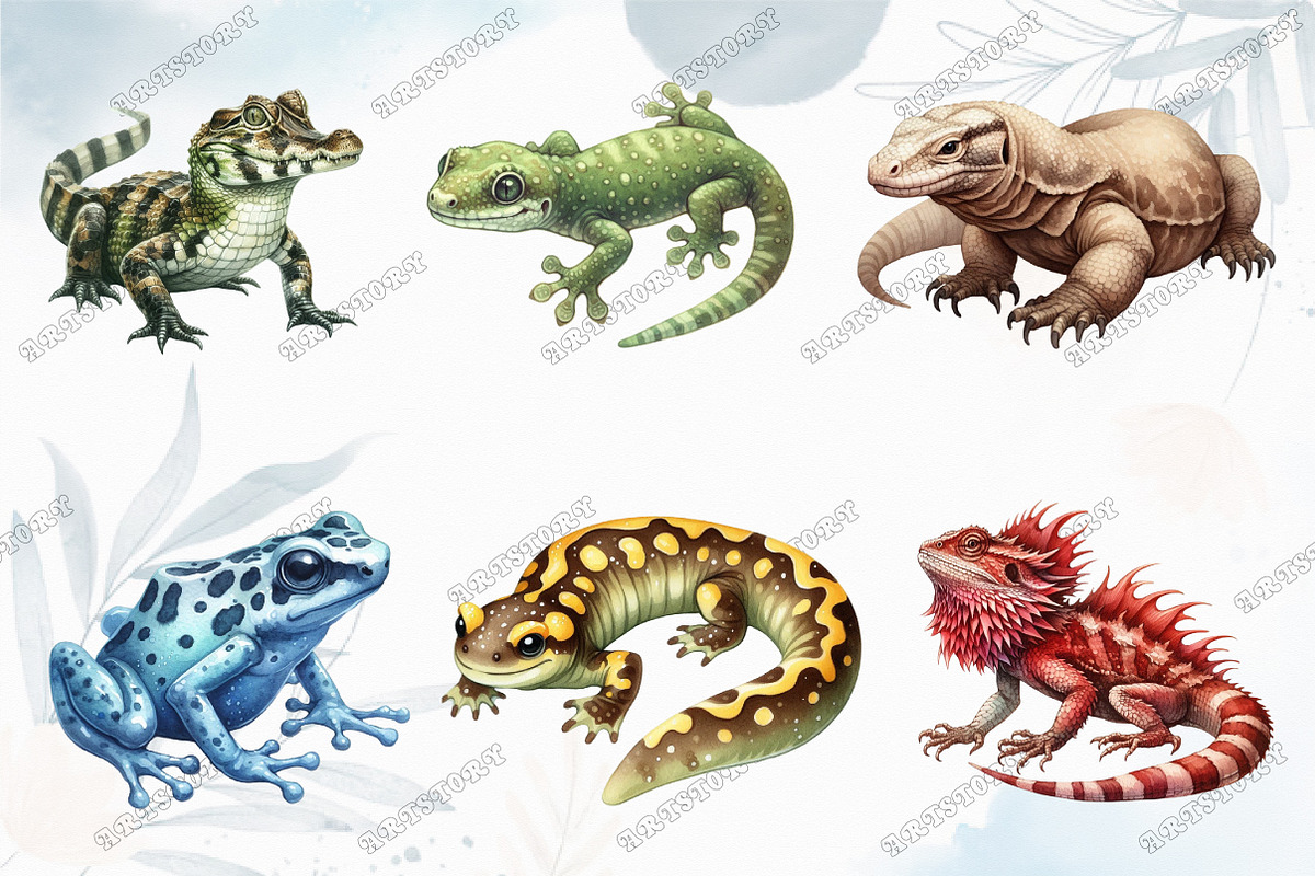 Watercolor Reptile Clipart Amphibian, a Graphic by designcity5 (Photo 2 of 5)