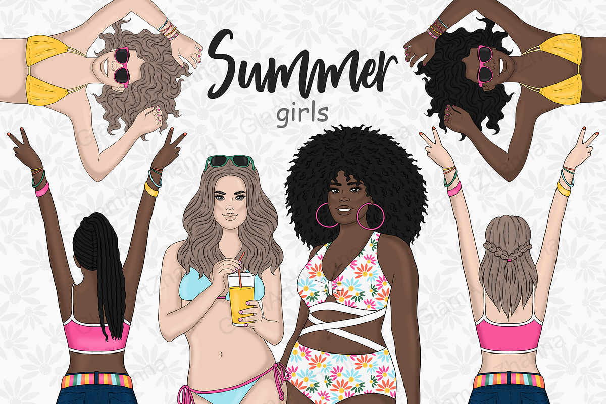 Summer Girl Clipart | Bikini Woman, a Person Illustration by GlamArtZhanna (Photo 1 of 7)