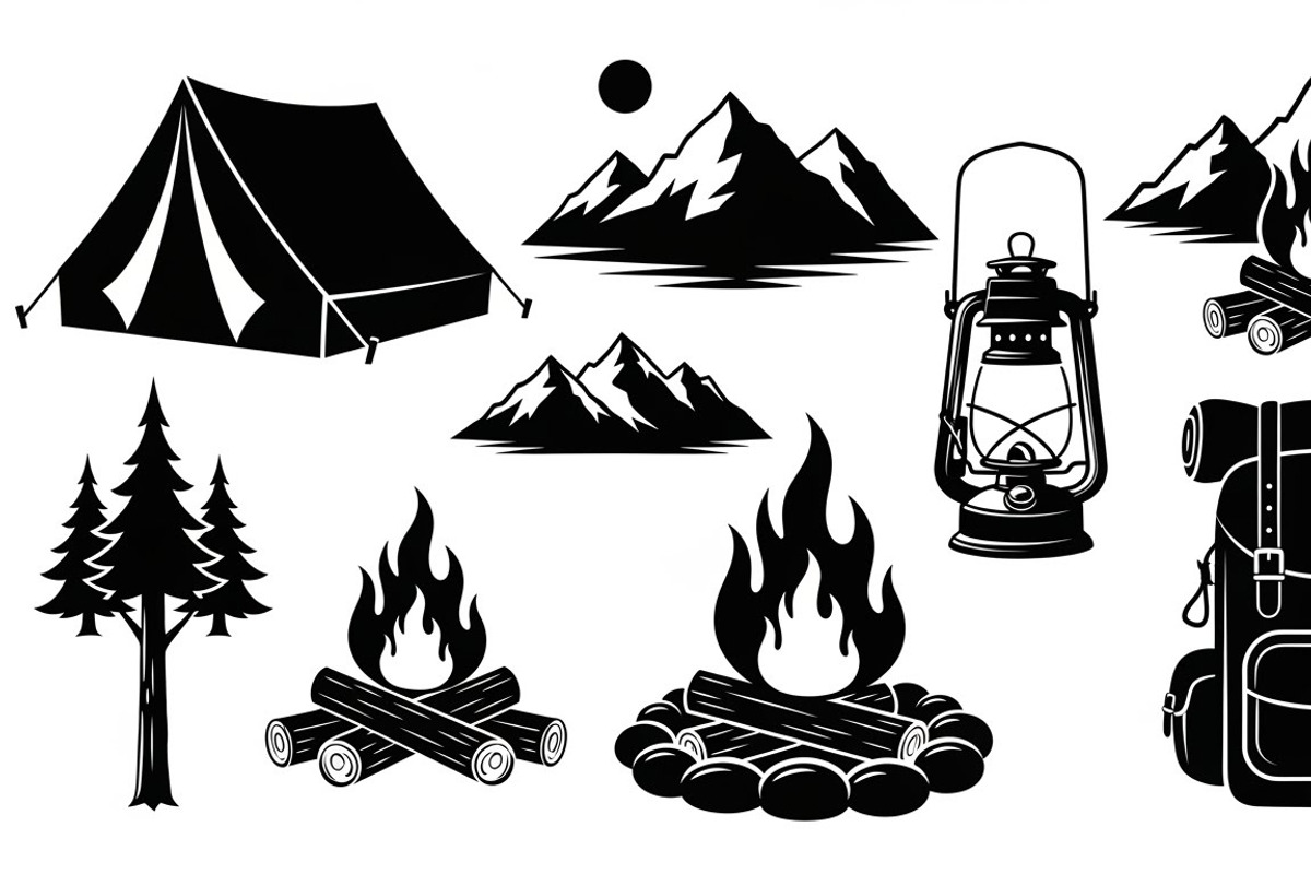 Camping Adventure Silhouette Icon, an Illustration by Artivon (Photo 2 of 51)