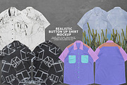 Realistic Button-Up Shirt Mockup, a Shirt Mockup by Uncentrifuged Pressure (Thumbnail 1 of 8)