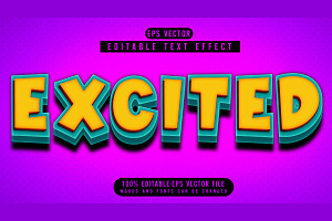 Excited Vector 3d Editable Text