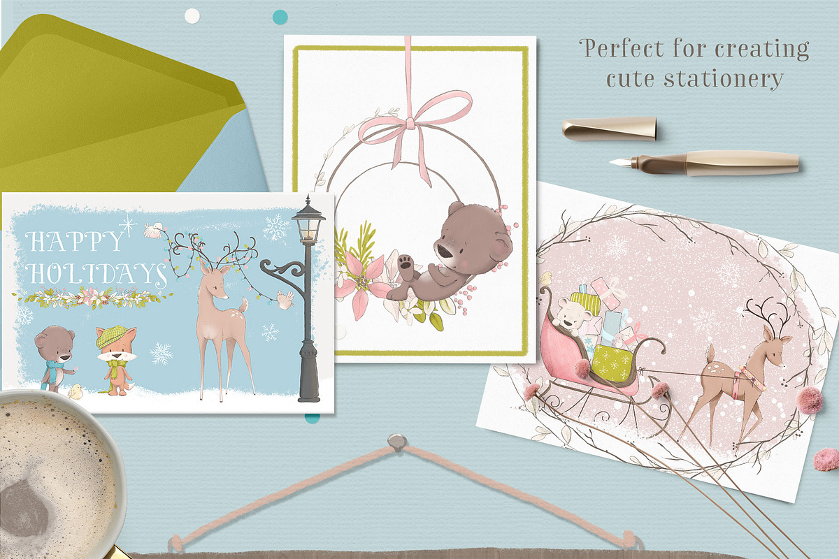 Christmas Woodland Animal Clipart, an Illustration by Pretty Little Lines (Photo 3 of 12)