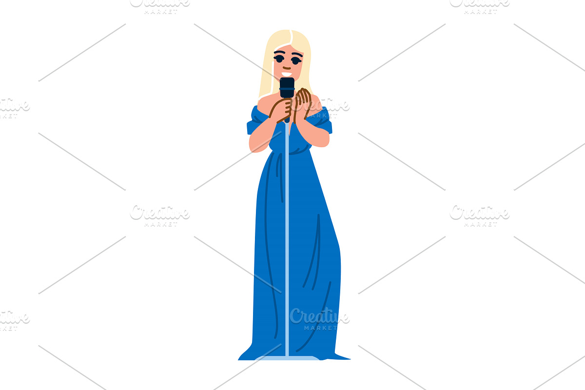 Singer performing live music with, a Person Illustration by pikepicture