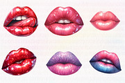 Watercolor Cute Lips Clipart, an Illustration by CreationArt (Thumbnail 3 of 5)
