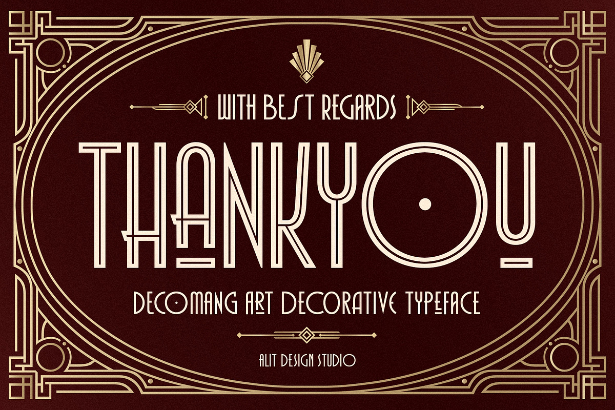 Decomang Art Deco Typeface, a Sans Serif Font by alit design (Photo 20 of 20)