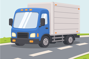 Blue Delivery Box Truck Cartoon, a Transportation Illustration by Artpon Illustration