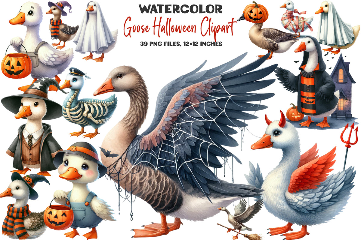 Goose Halloween Clipart, an Illustration by DreamArtGraphic (Photo 1 of 5)