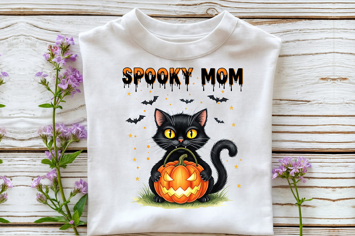 Spooky Mom Cat Halloween Mom Png, an Illustration by DreamCafeArt (Photo 4 of 6)