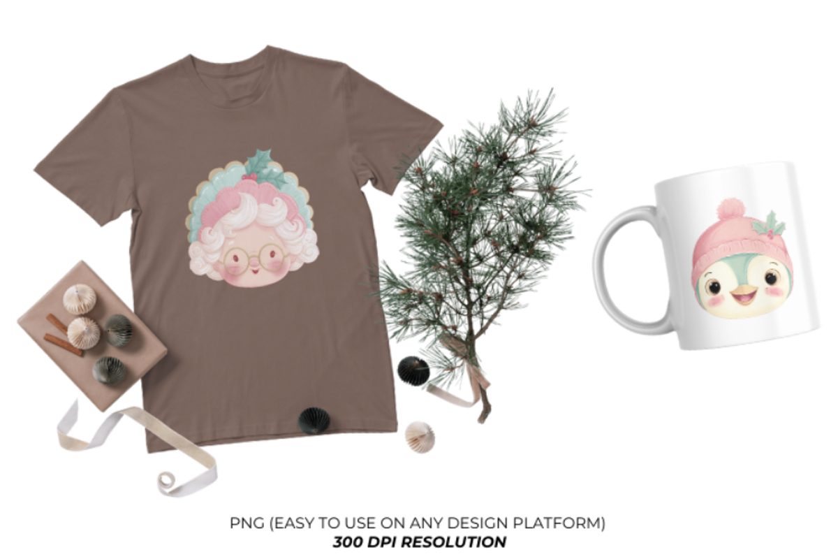 Cute Christmas Heads Clipart, a Graphic by Markicha Art (Photo 3 of 7)