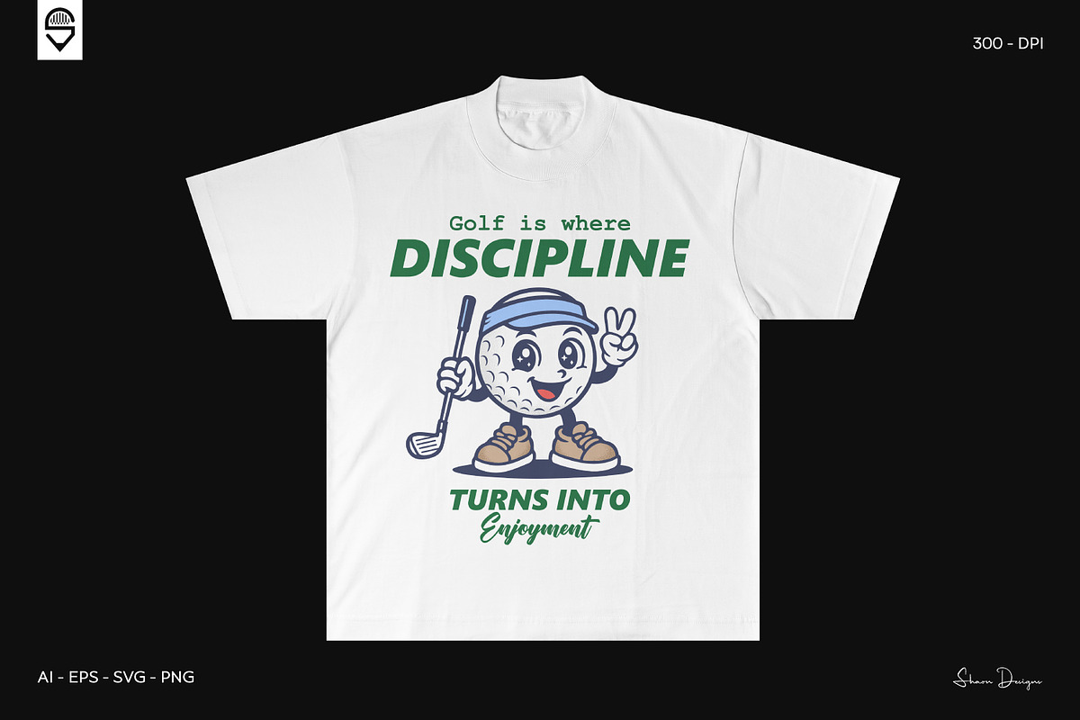 Mascot Golf Ball Character T-Shirt, a Sport Illustration by shaondesigns (Photo 3 of 6)