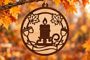 Autumn Candle Maple Leaf Laser Cut, an Object Graphic by DreamPrint404 (Thumbnail 1 of 3)