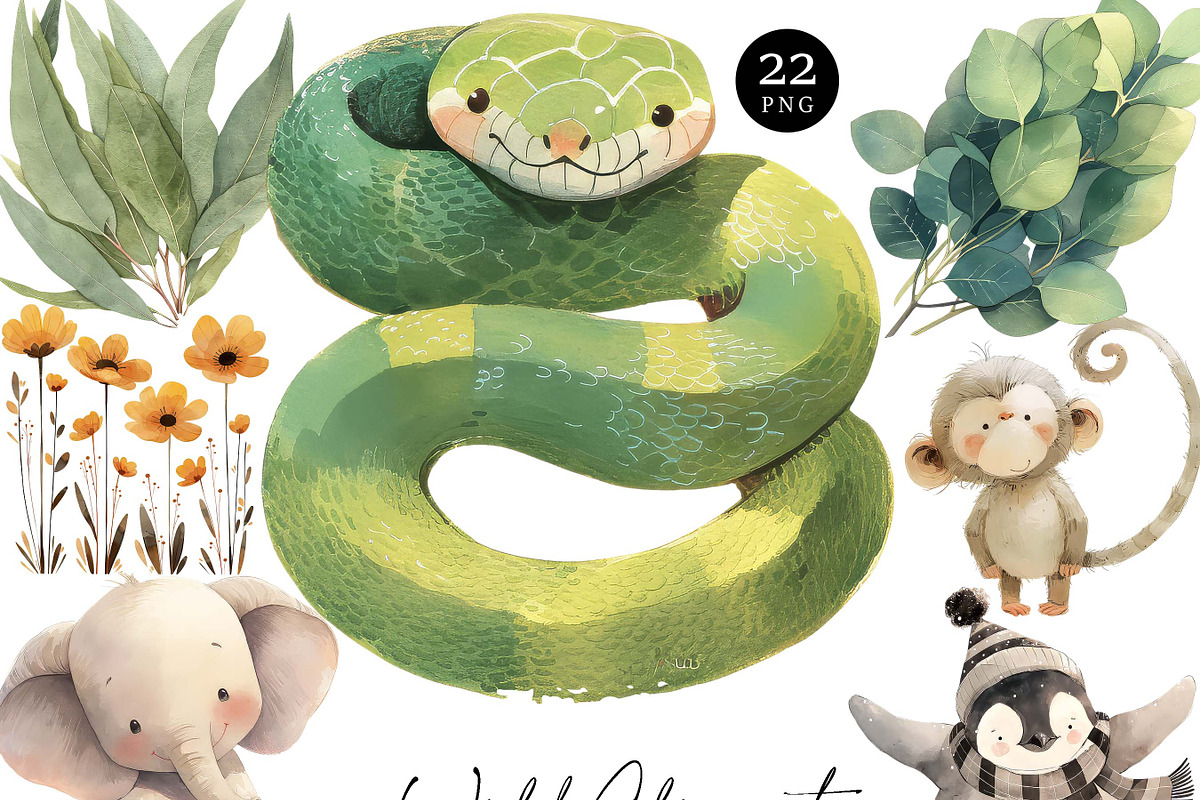 Watercolor Animal Clipart Bundle, an Animal Illustration by Design Scotch (Photo 1 of 6)