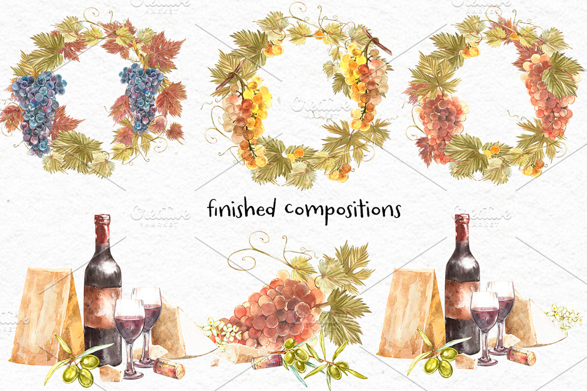 Wine and grapes set illustrations, a Food Illustration by Ann Astro (Photo 5 of 9)