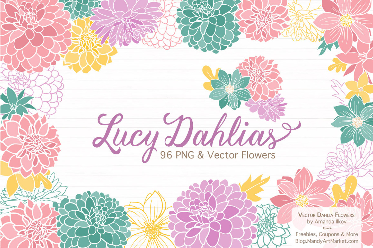 Summer Dahlia Vectors & Clipart, an Illustration by Amanda Ilkov (Photo 1 of 4)