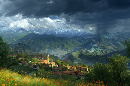 The landscape reveals a serene mount, a Photo by Tanuart