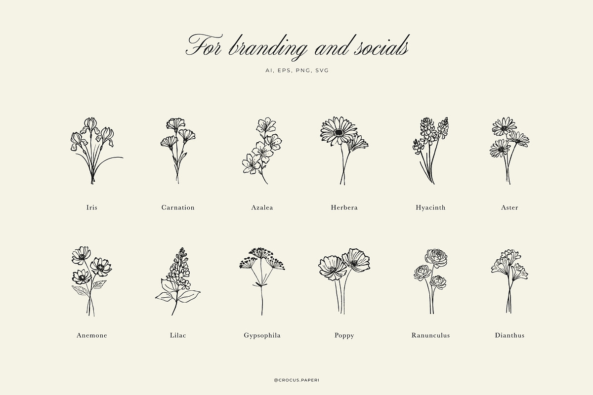 FLORIST'S line art illustrations, a Decorative Illustration by Crocus Paperi (Photo 3 of 6)