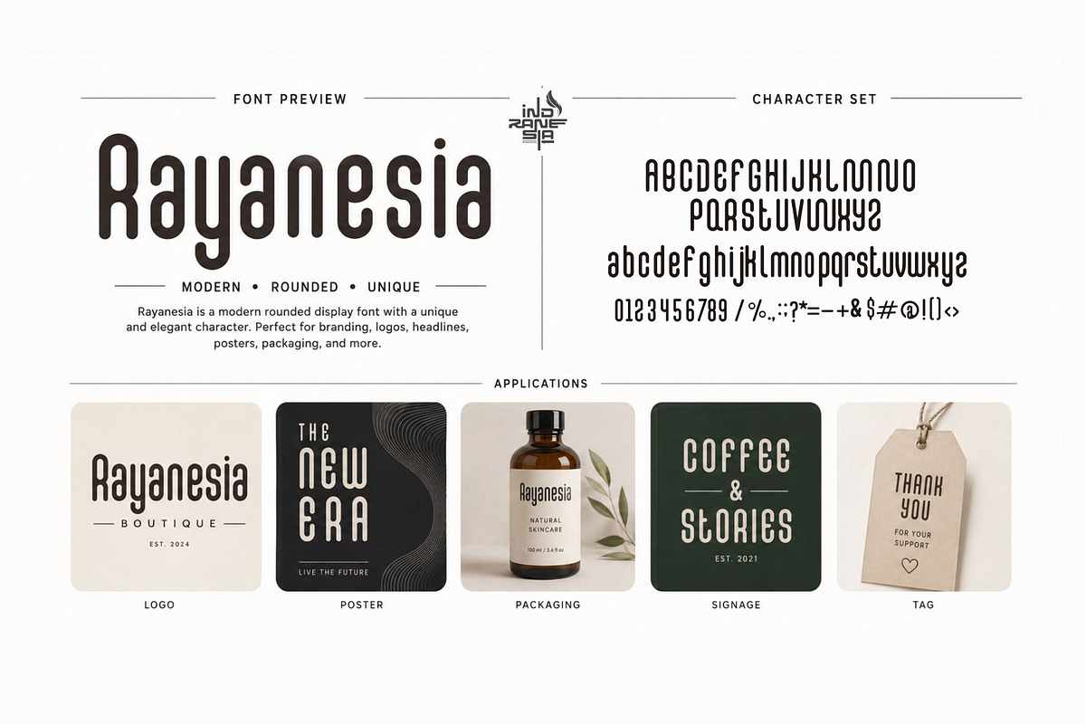Rayanesia – Modern Rounded Font, a Sans Serif Font by indranesia (Photo 2 of 2)