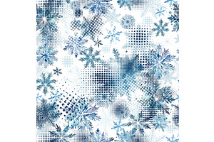 Seamless watercolor Snowflake, a Texture Illustration by Nenahliadava Design