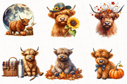 Watercolor Autumn Highland Cow, an Illustration by OK Design (Thumbnail 3 of 5)