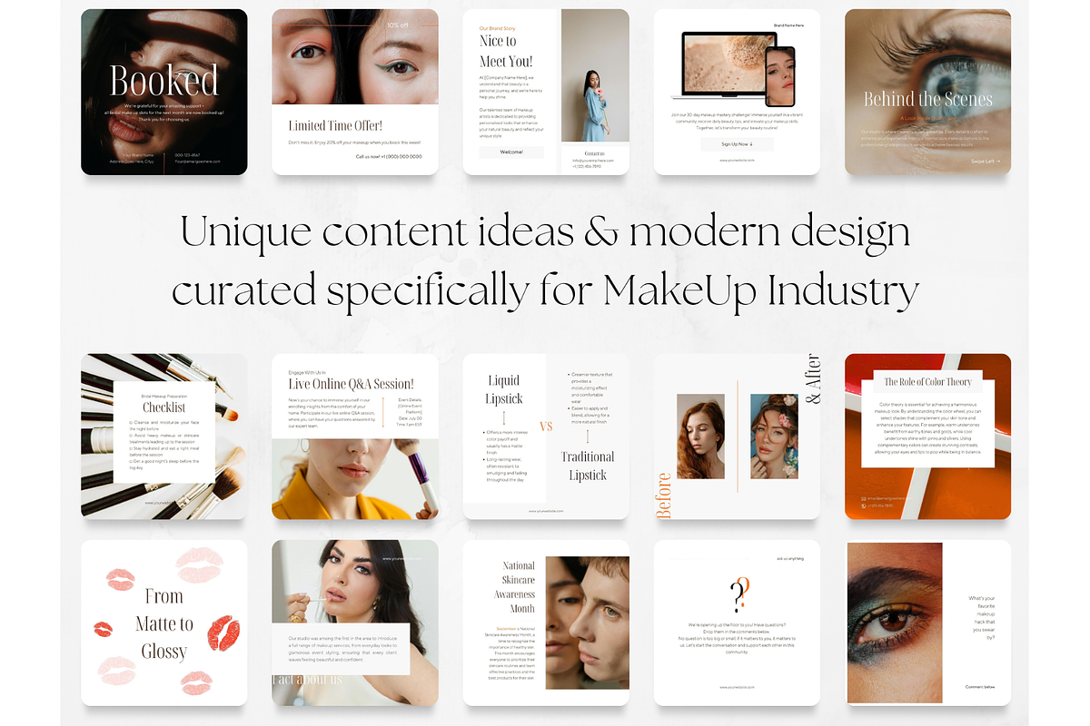 100 Beige MakeUp Social Media Posts, a Social Media Template by PatternLab. (Photo 4 of 9)