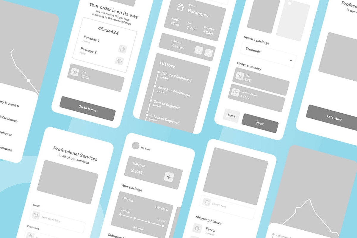 Shipping Service Wireframe Apps, a Wireframe Template by INSPR STD (Photo 5 of 6)