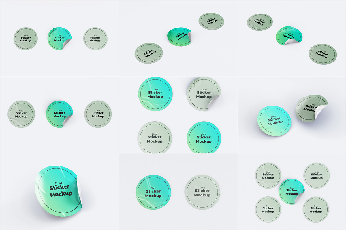 Adhesive Stickers Set Mockup, a Cups & Container Mockup by Runend (Photo 4 of 5)