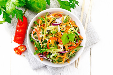 Salad of cucumber in bowl on top, a Food & Drink Photo by rezkrr