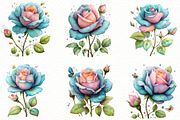 Whimsical blue rose Clipart, an Illustration by Designworld (Thumbnail 4 of 8)