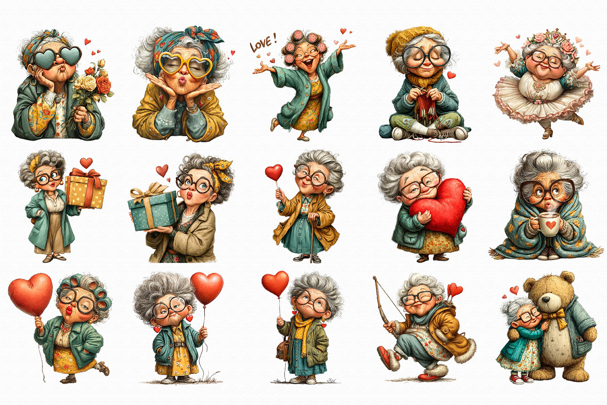 Funny Old Lady Valentine Sublimation, an Illustration by Libby Wishes (Photo 2 of 7)