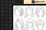 150Procreate Female Hairstyle Stamps, a Brush Add-On by DrawingStoryShop (Thumbnail 2 of 6)