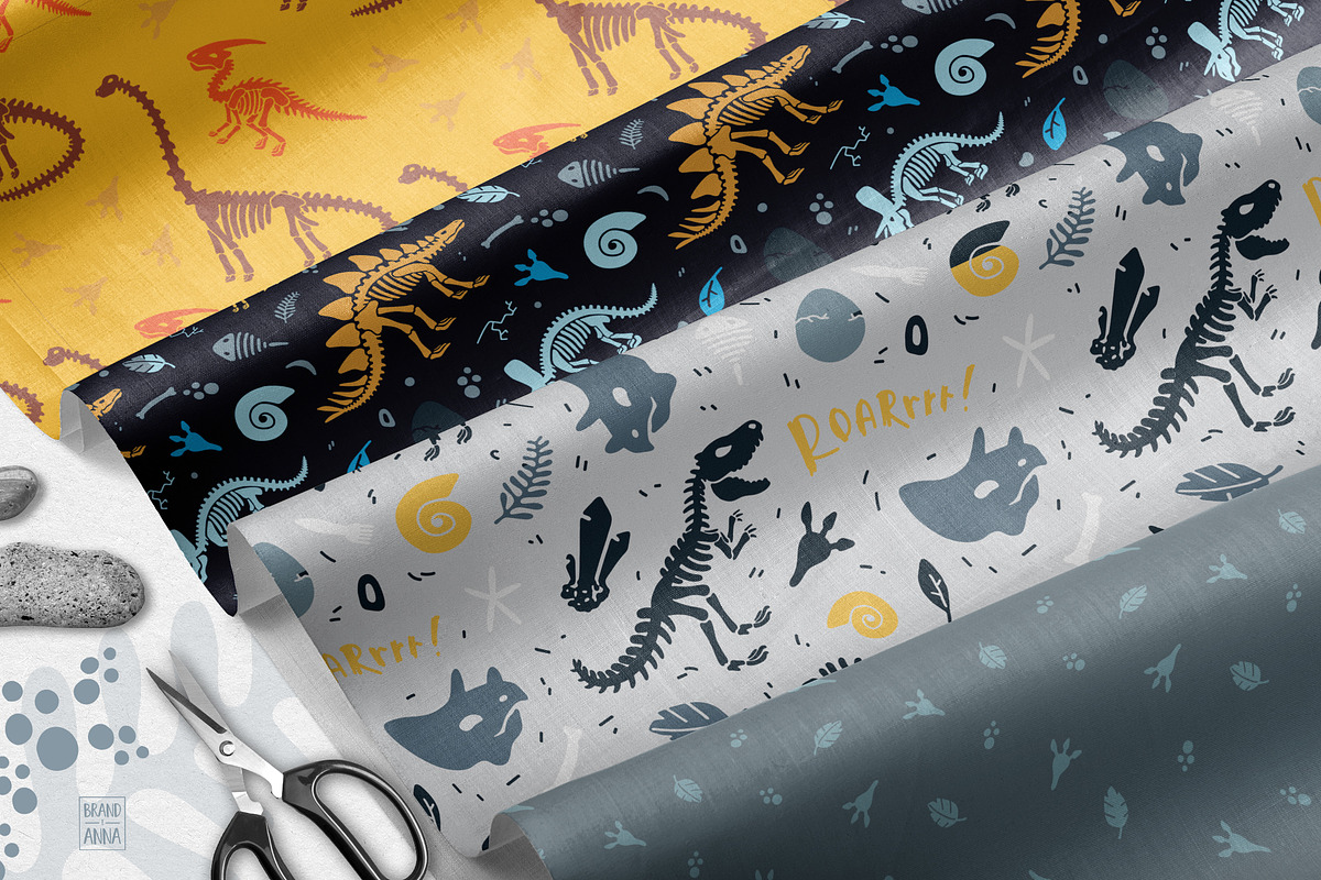 Dinosaur fossils patterns pack, a Pattern Graphic by Brandianna (Photo 3 of 4)
