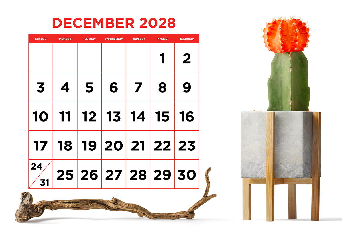 2028 Large No. Color 8.5x11 Calendar, a Stationery Template by Running With Foxes (Photo 5 of 6)