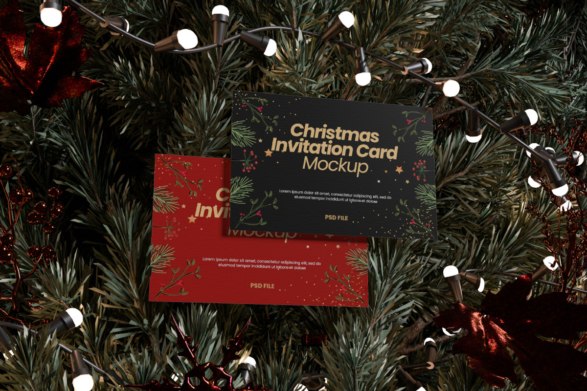 Christmas Invitation Card Mockup, a Merchandise Mockup by Rielismee (Photo 2 of 5)