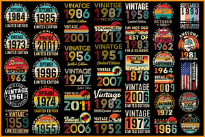 Vintage Birthday Svg Design Bundle