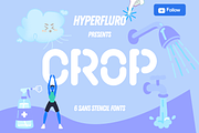 Crop Stencil Font Family 6 Fonts, a Sans Serif Font by HyperFluro (Thumbnail 1 of 8)