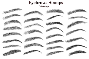 Eyebrow stamps for Procreate app, a Brush Add-On by MessyArtss
