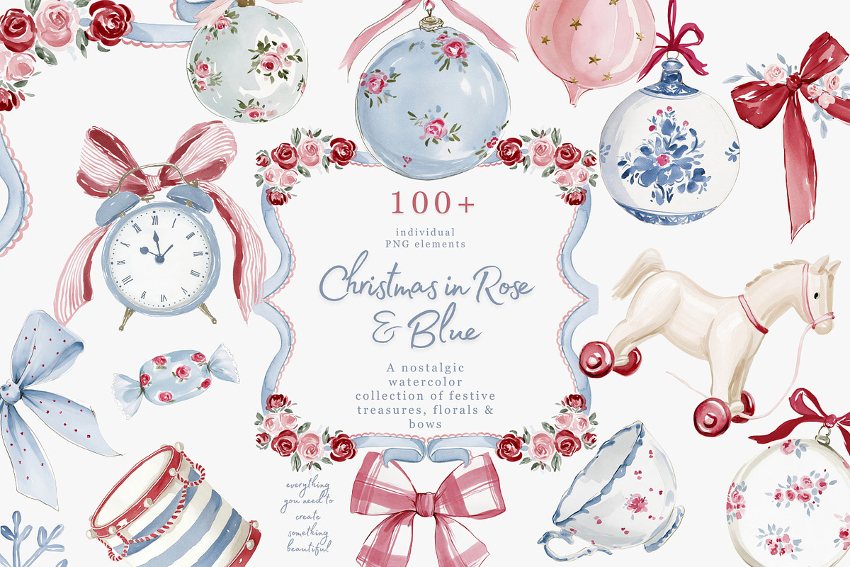 Grandmillennial Christmas Clipart, a Decorative Illustration by Patishop Art (Photo 2 of 14)