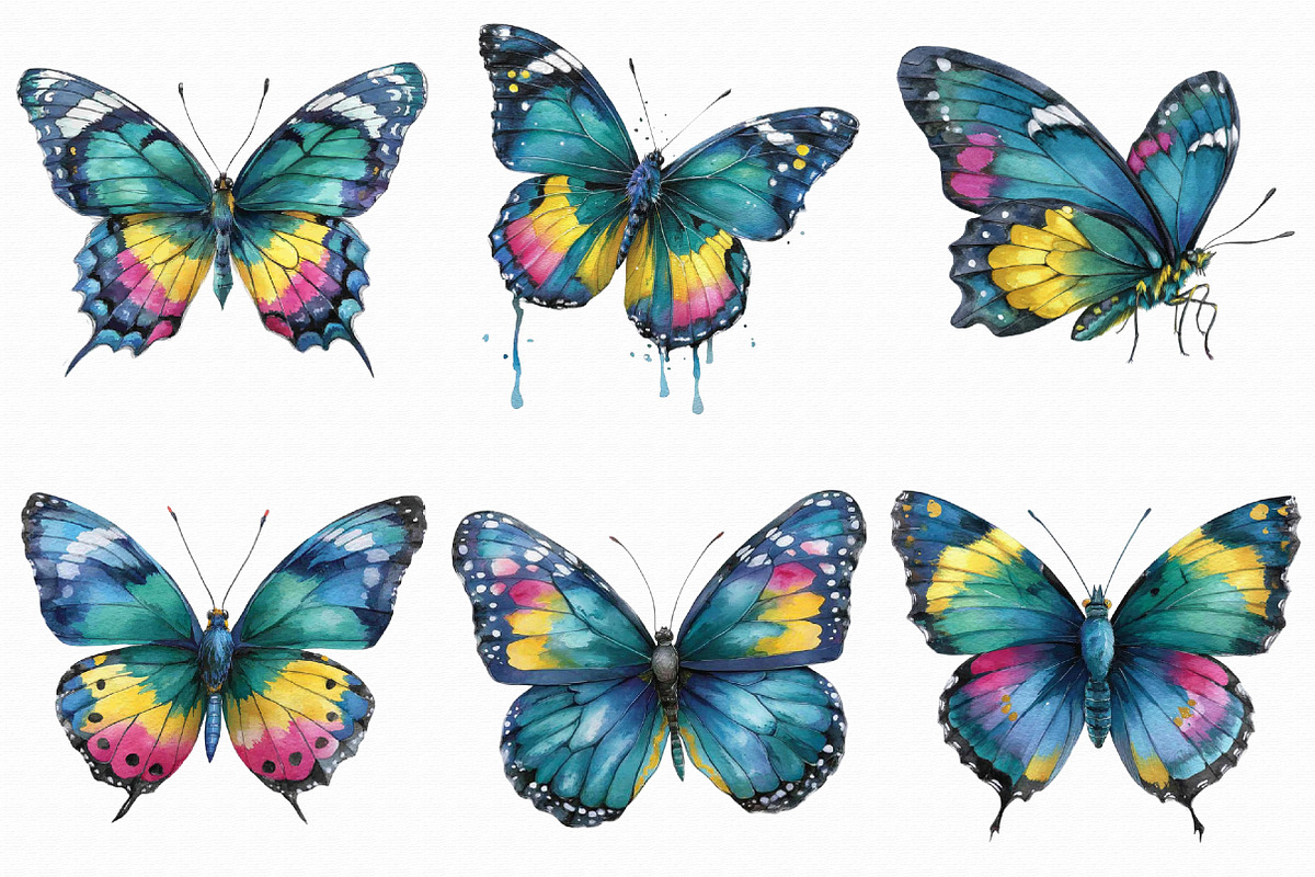 Watercolor Butterflies Clipart, an Illustration by Libby Wishes (Photo 3 of 7)